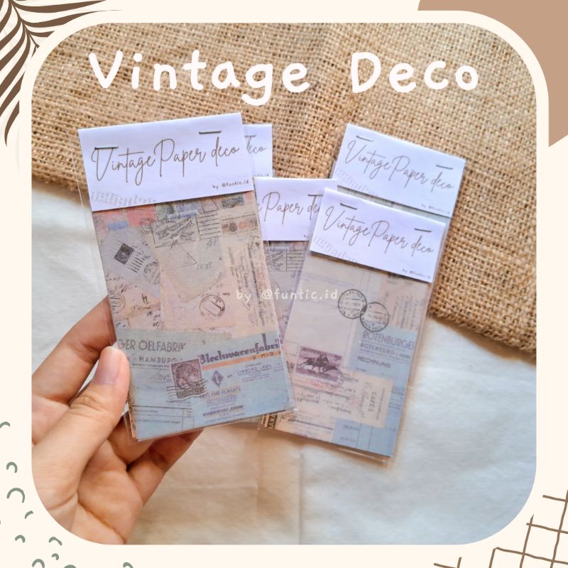 

[15 lembar] Vintage deco paper aesthetic memopad funtic.id