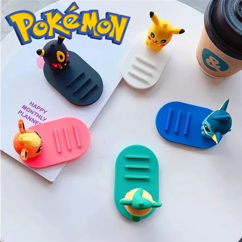 LANFY Desktop Decoration Pikachu Phone Stand Jolteon Mobile Phone Holders Pokemon Phone Holders Anime Action Figures Mobile Phone Accessories Pokemon Toy Model Decor Vaporeon Eevee Family Mobile Phone Bracket