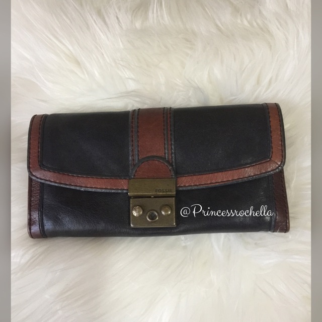 Dompet Fossil VRI Long Wallet Black Two Tone