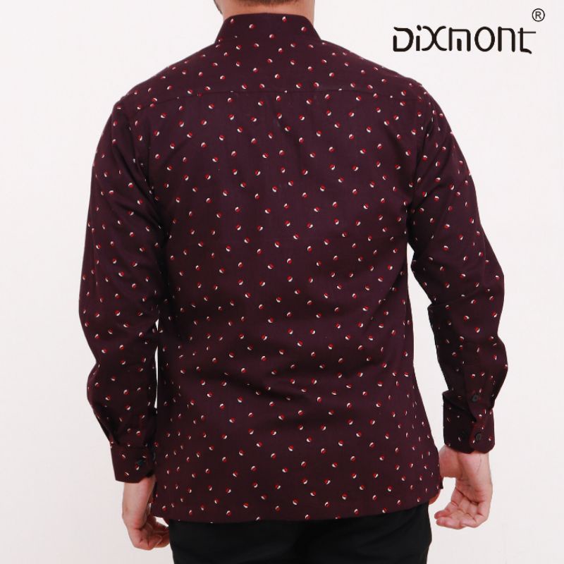 Dixmont Kemeja Pria Basic Formal Motif Lengan Panjang Hem ML01021