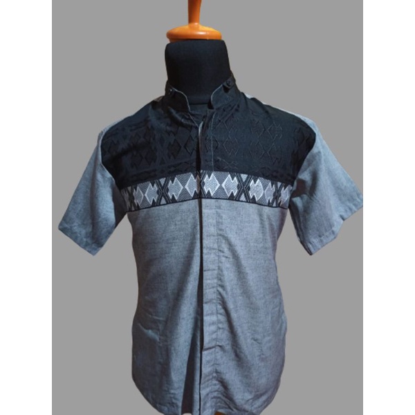 Baju Koko hitam Pria lengan pendek