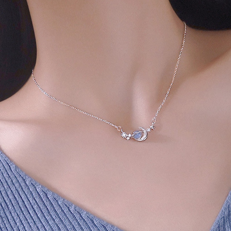 Kalung Choker Liontin Planet Bintang Bulan Warna Silver Untuk Wanita