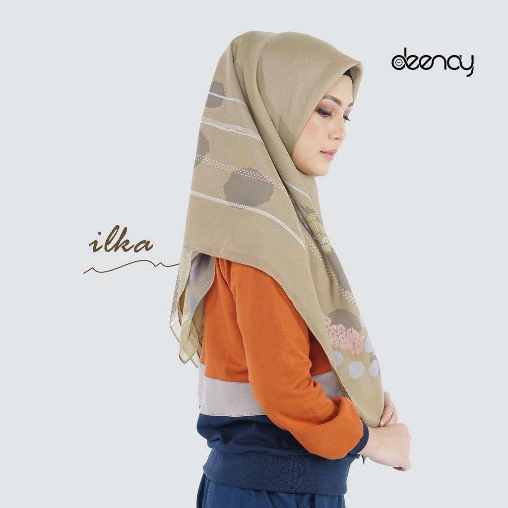 Kerudung Deenay Ilka Ori / Jilbab Segi Empat Voal Motif Hijab Printing Ultrafine