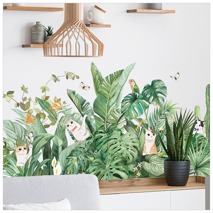 WALLSTIKER WALLSTIKER WALL STICKER STIKER PAPER WALLPAPER DINDING D3 MOTIF TANAMAN HIJAU DAUN POHON KAKTUS MONSTERA DEKORASI CAFE RUMAH PINTU JENDELA CERMIN KACA HIASAN KERAMIK KAMAR MANDI TOILET ANTI AIR WATERPROOF TEGEL KOMPOR KULKAS DAPUR 3D AESTHENTIC-Q 96