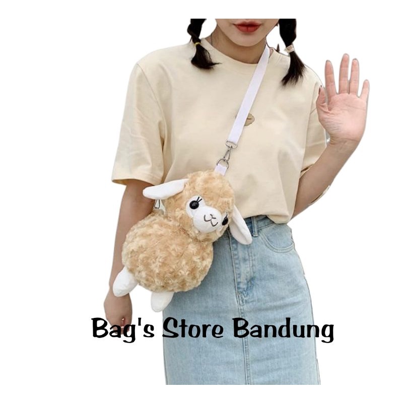 Tas Selempang Boneka Model Domba / Tas Boneka Selempang Bulu