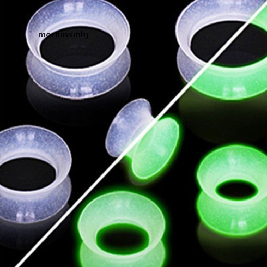 Mor Pelebar Tindikan Telinga Bahan Silikon Glow In The Dark Ukuran 4mm