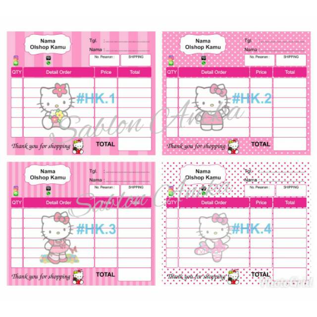 Nota Olshop Karakter Hello Kitty