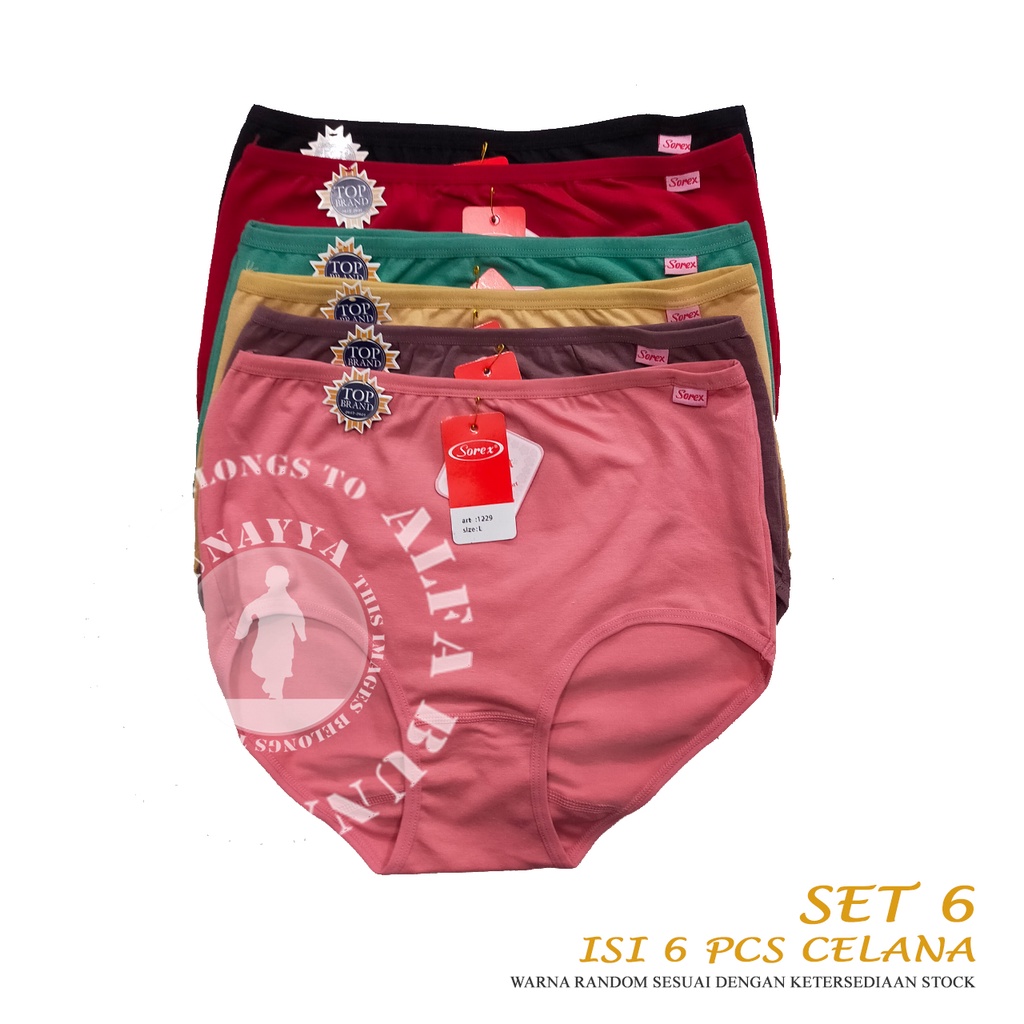 6 Pcs Celana Dalam Wanita SOREX 1229 - CD Underwear - Soft And Comfort - Pakaian Dalam Wanita Katun Cotton