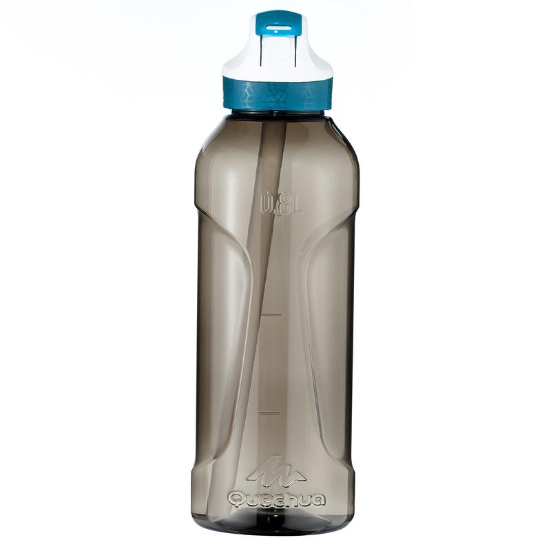 QUECHUA Botol Air Plastik 0.8L Instant Opening Dengan Sedotan Hiking Camping Trekking