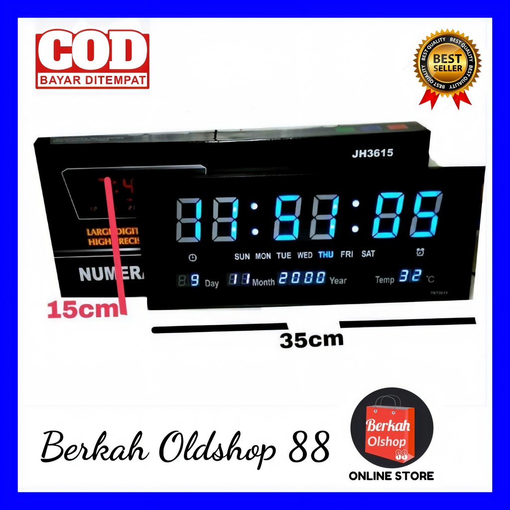 Berkah Oldshop 88 - Jam Dinding Digital LED Meja LED Clock 3615 Biru