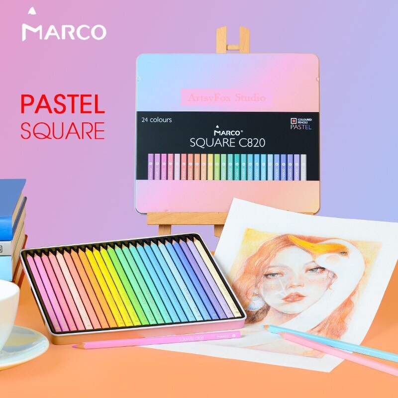 

Marco Oil Based Pastel Color Pencils 24 set Metal Tin Case