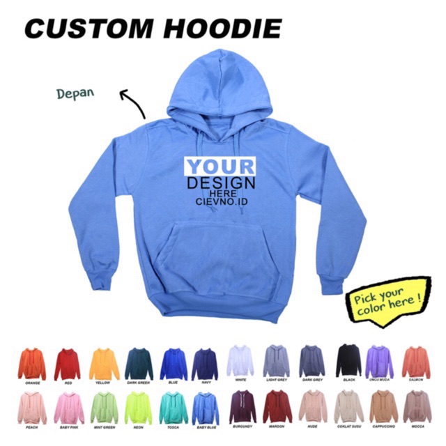 CUSTOM HOODIE DESIGN GAMBAR Size M - XXXL