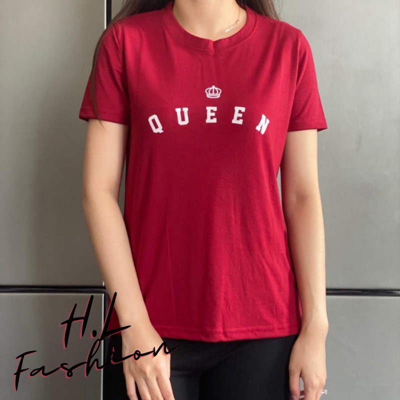 Kaos Wanita leher bulat tangan model “queen”