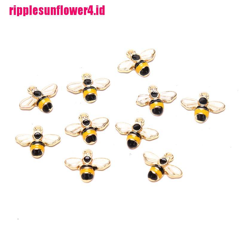 10pcs Liontin Bentuk Lebah Kecil Ukuran 14x12mm Untuk Membuat Perhiasan Kalung Anting