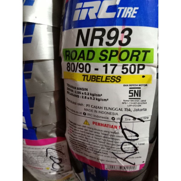 Ban belakang tubles irc 80 90 17 supra x125 revo abs kharisma blade vega r  dll