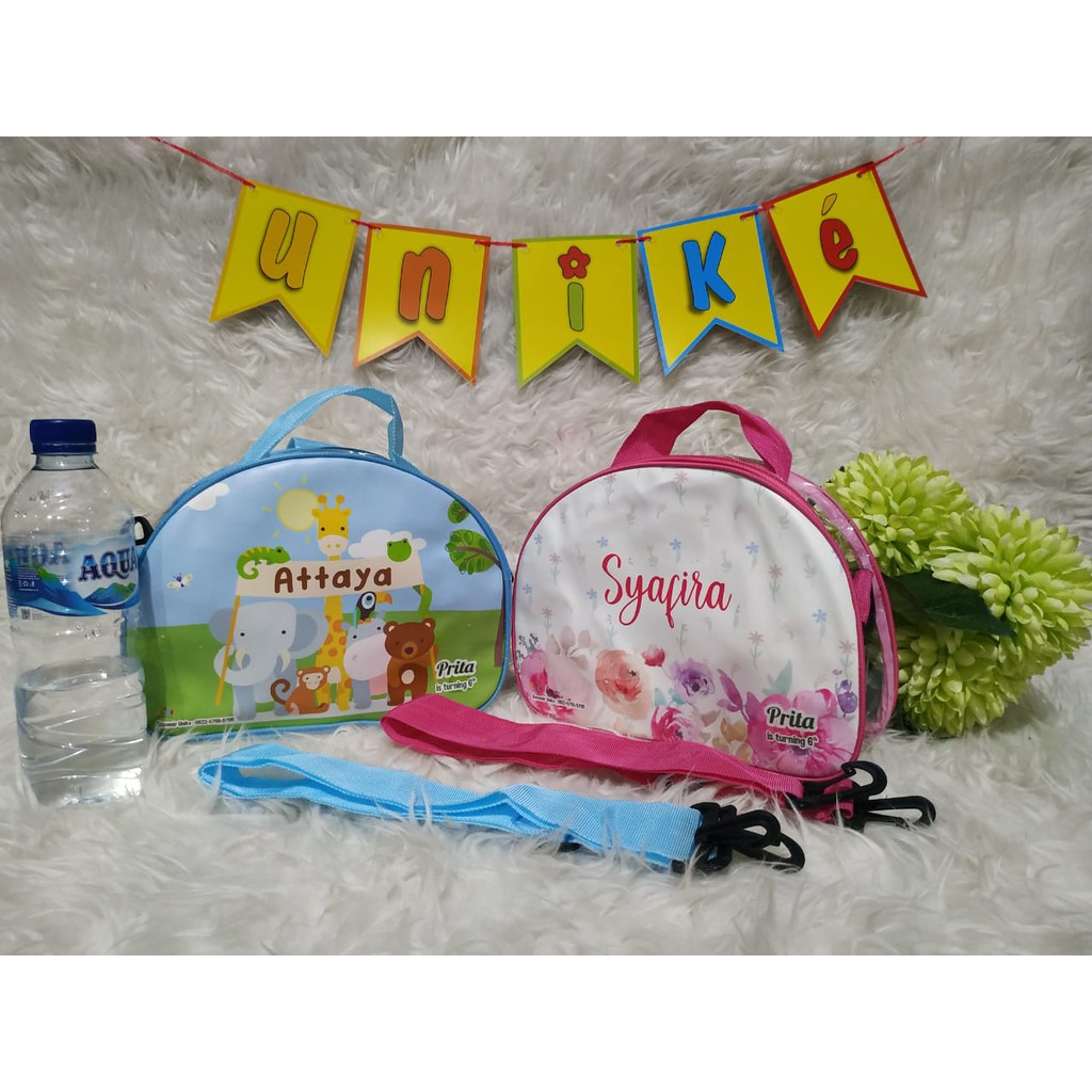 

TAS 3IN1 SEMI CIRCLE MIKA FREE DESAIN Cetak NAMA FOTO Souvenir bingkisna goodie Bag Ultah