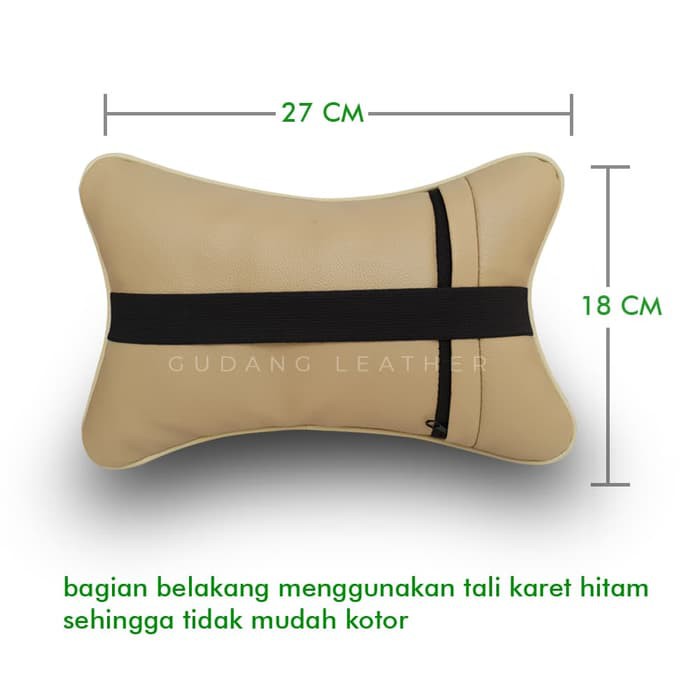 Bantal Mobil Kulit Sintetis (Bintik Hitam)