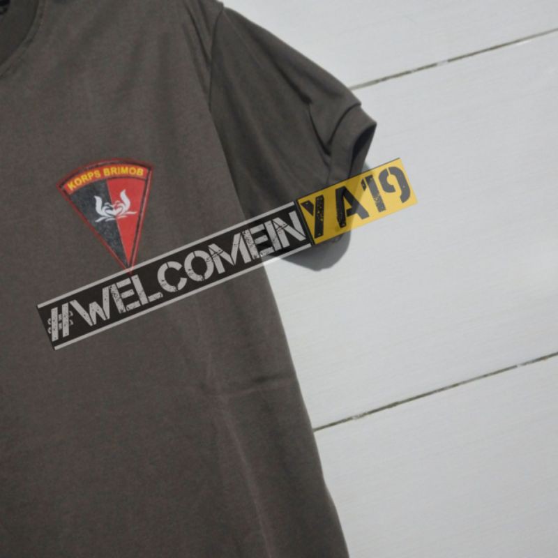 Kaos Lengan Pendek Brimob Coklat / Kaos Oblong Brimob Coklat Logo