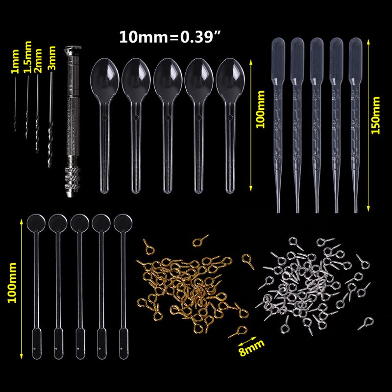 SIY  1 Set Epoxy Resin Kit DIY Jewelry Making Tools Drill Pins Silver Gold Necklace Pendant Dropper Spoon Mix Stick Accessories Casting Tool