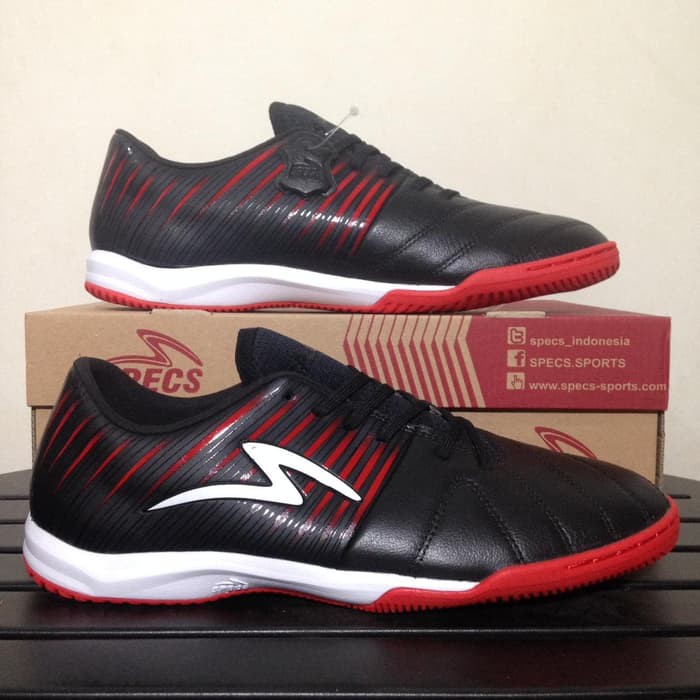 Sepatu Futsal Specs Barricada Lea 19 IN Black Red Original