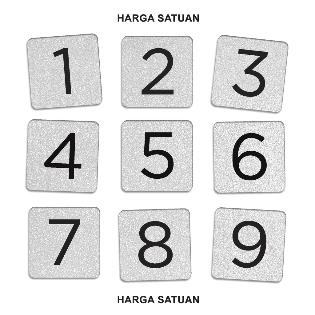 Signage AKRILIK - NOMOR MEJA SILVER SQUARE- Table Number Sign 7.5 cm