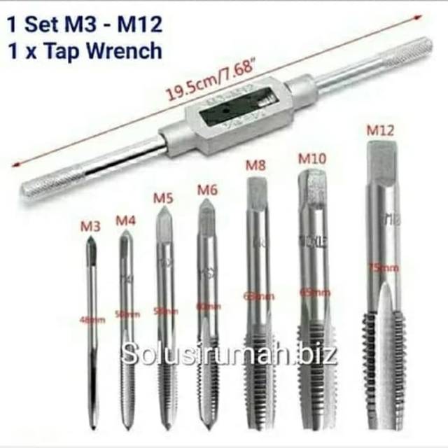 Alat Tap Tapping Drill Mata Bor Pembuat Drat Ulir Set 8pcs