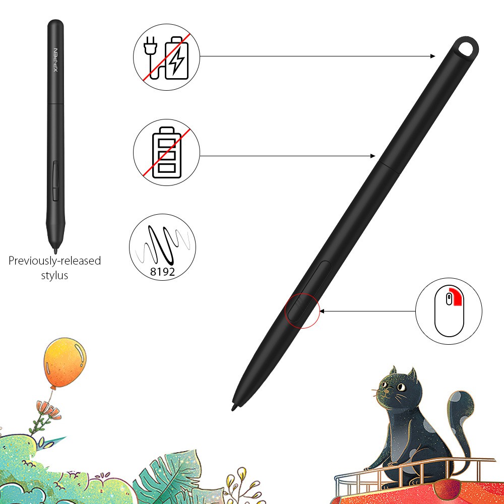 XP-Pen Star G960 Graphics Digital Drawing Tablet with Passive Pen - Black