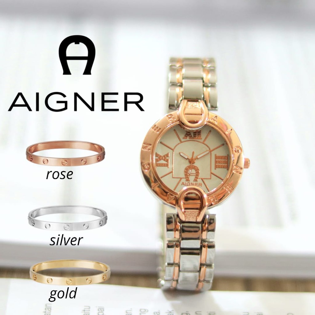 JAM TANGAN WANITA AIGNER FASHION NEW MODEL FREE GELANG