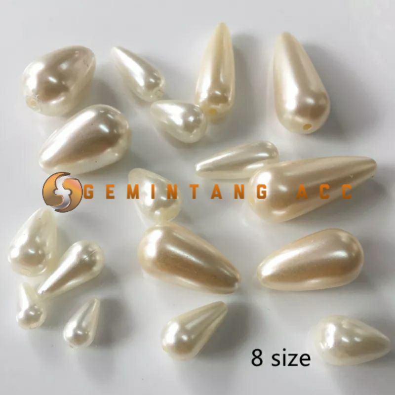 (50 Pcs) Mote Manik Mutiara Tetes Manik Gading