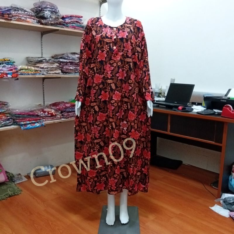 Abaya Jumbo Daster Kencana Ungu Asli lengan panjang Busui Batik LD 130 cm Baju Tidur Pakaian Santai
