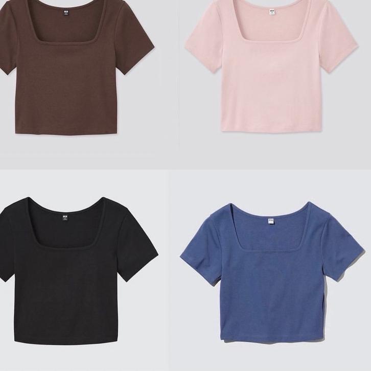 Terlaris.. Uniqlo Square Neck Ribbed Basic Top