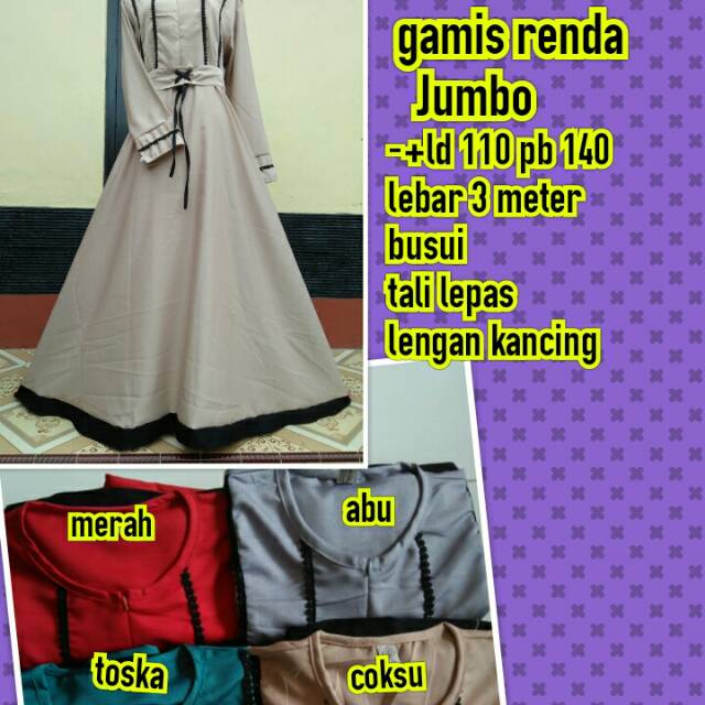 Gamis balotely renda jumbo