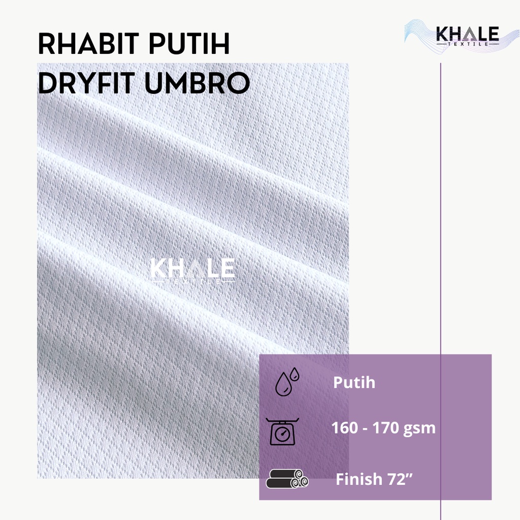 Bahan Kain Drifit Umbro  Rhabit Putih Premium Jersey Dryfit Polyester