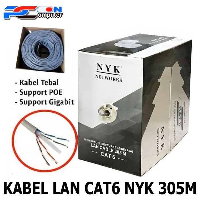 Kabel Lan NYK Cat6 UTP Roll 305M / NYK Cat6 UTP / Kabel Cat 6