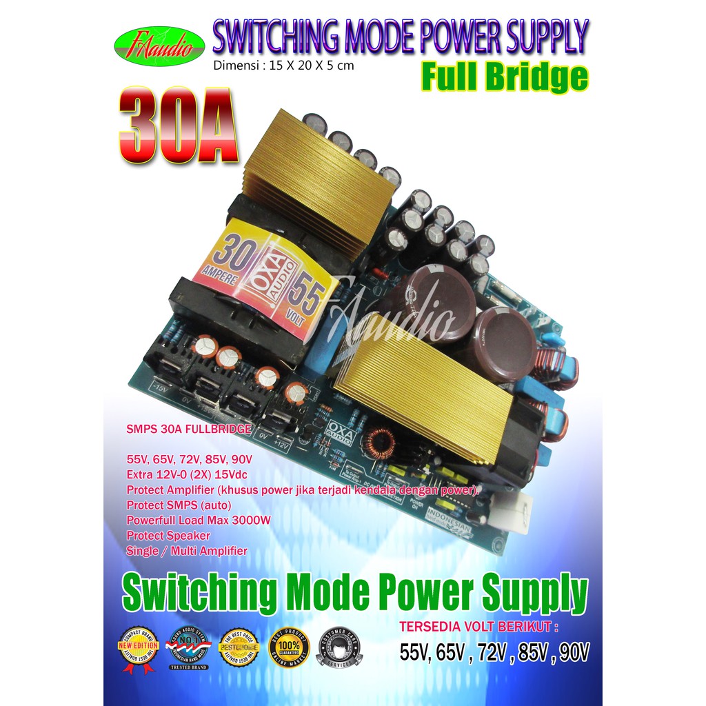 Switching Power Amplifier SMPS 30A FULLBRIDGE Cocok untuk Class D dan Class AB