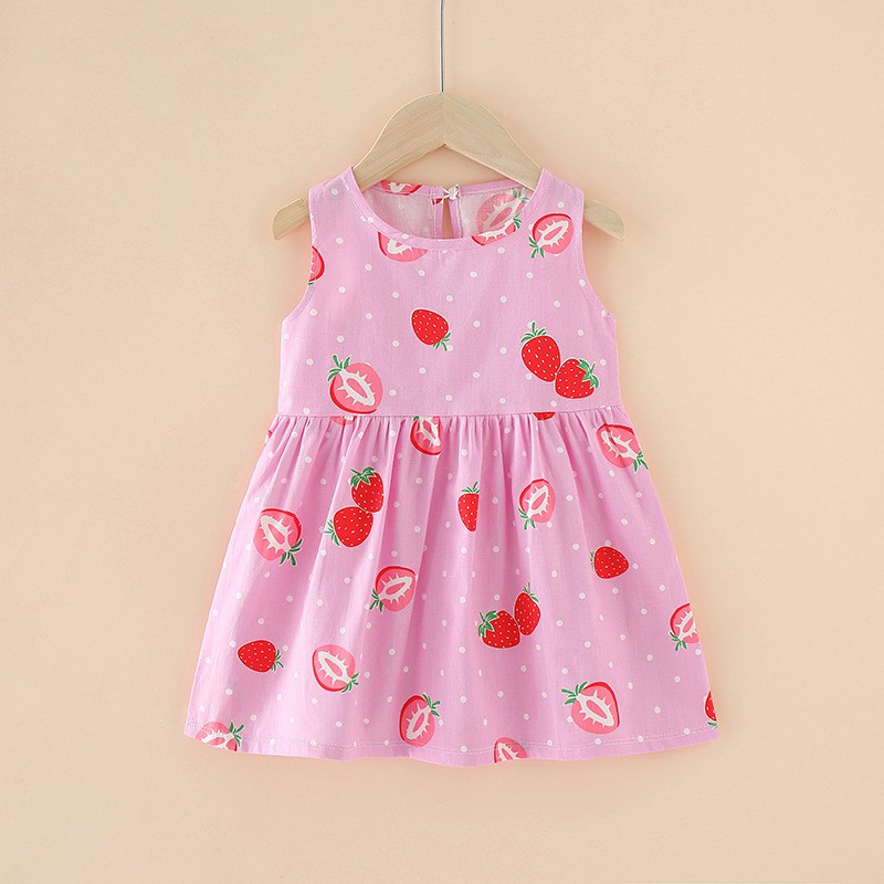 BABYSICAL 1-4 Thn - Aneka Dress anak Dress Bayi Korea Cotton Bamboo Motif Premium-strawberry Polka