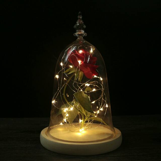 Bunga beauty and the beast plastik lampu led