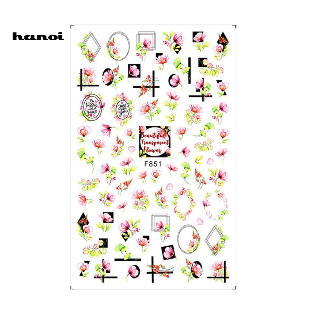 Han_ Stiker Kuku Motif Bunga Untuk Nail Art