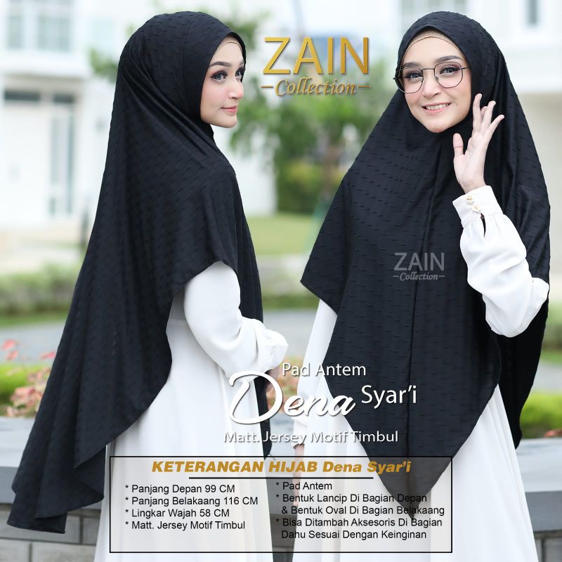jilbab instan Dena jumbo ORI ZAIN COLLECTION-Hitam