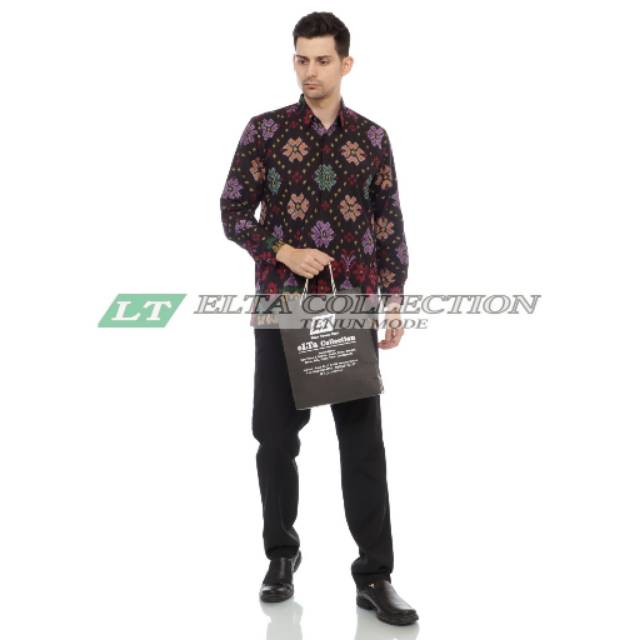 Kemeja lengan panjang tenun endek bali