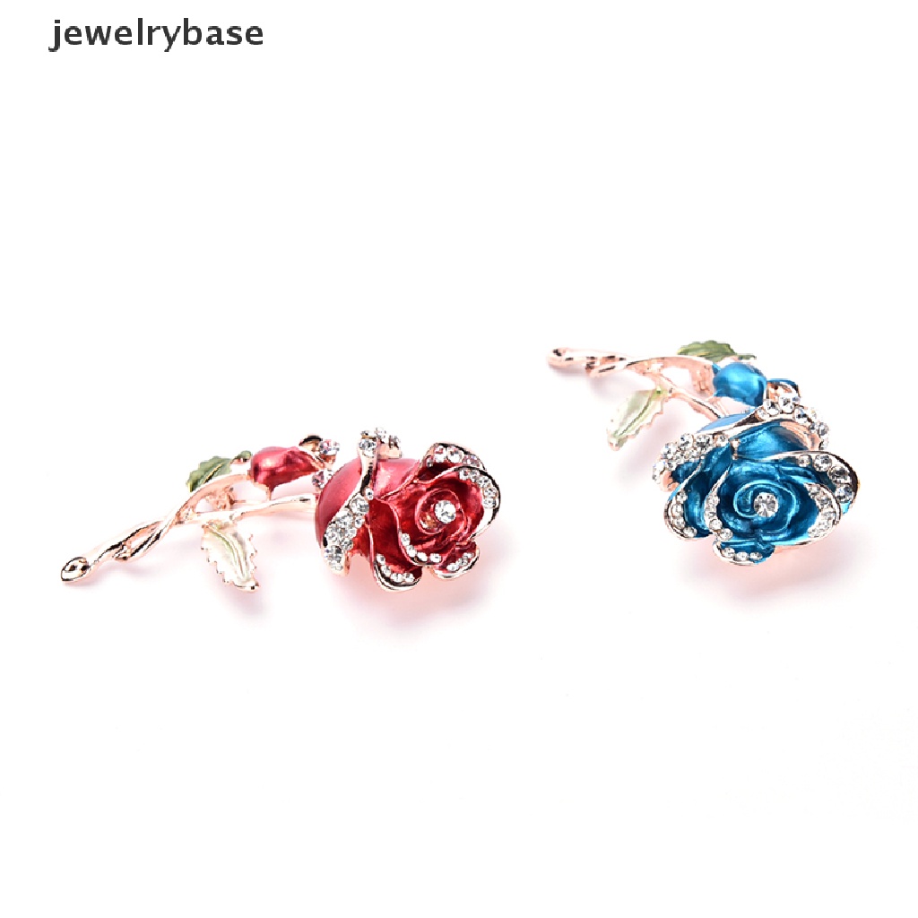 Bros Pin Bentuk Bunga Mawar Aksen Berlian Imitasi Untuk Wanita