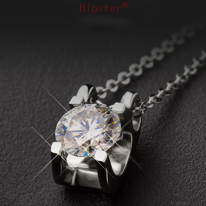 Japan and South Korea Simple and Short White Crystal Diamond Pendant Clavicle Chain