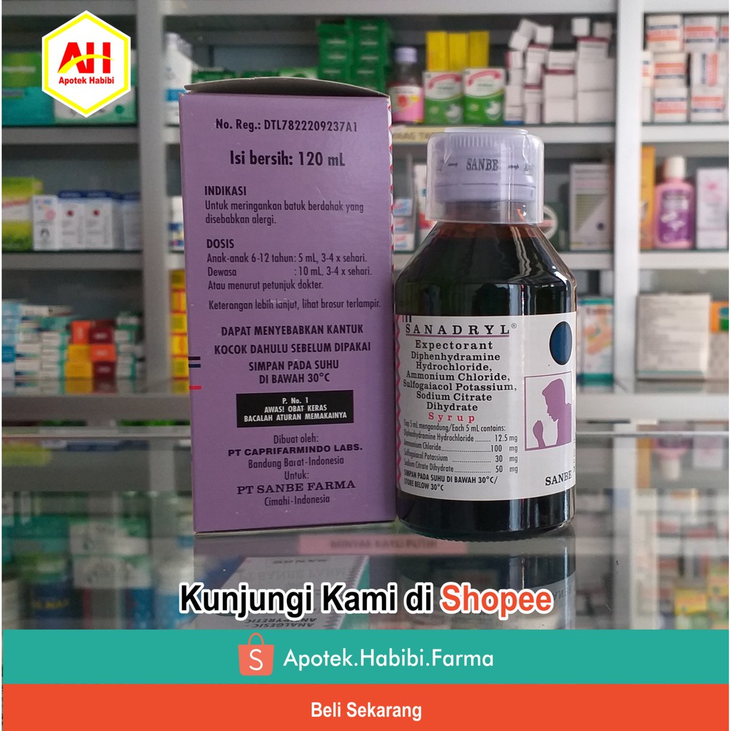 Jual Sanadryl Sanadril Expek Ekspek Ekspektoran Batuk Berdahak 120ml Dan 60ml Indonesia Shopee Indonesia