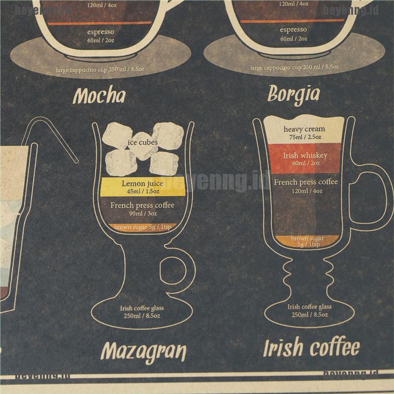 Bey poster Stiker Dinding Motif Cangkir Kopi Gaya vintage retro Untuk Dekorasi Dapurbar