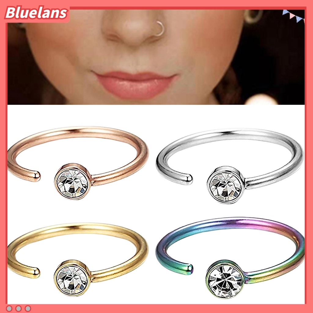 Bluelans Nose Ring Stylish Skin-friendly Multi Colors Non Piercing Nose Hoop