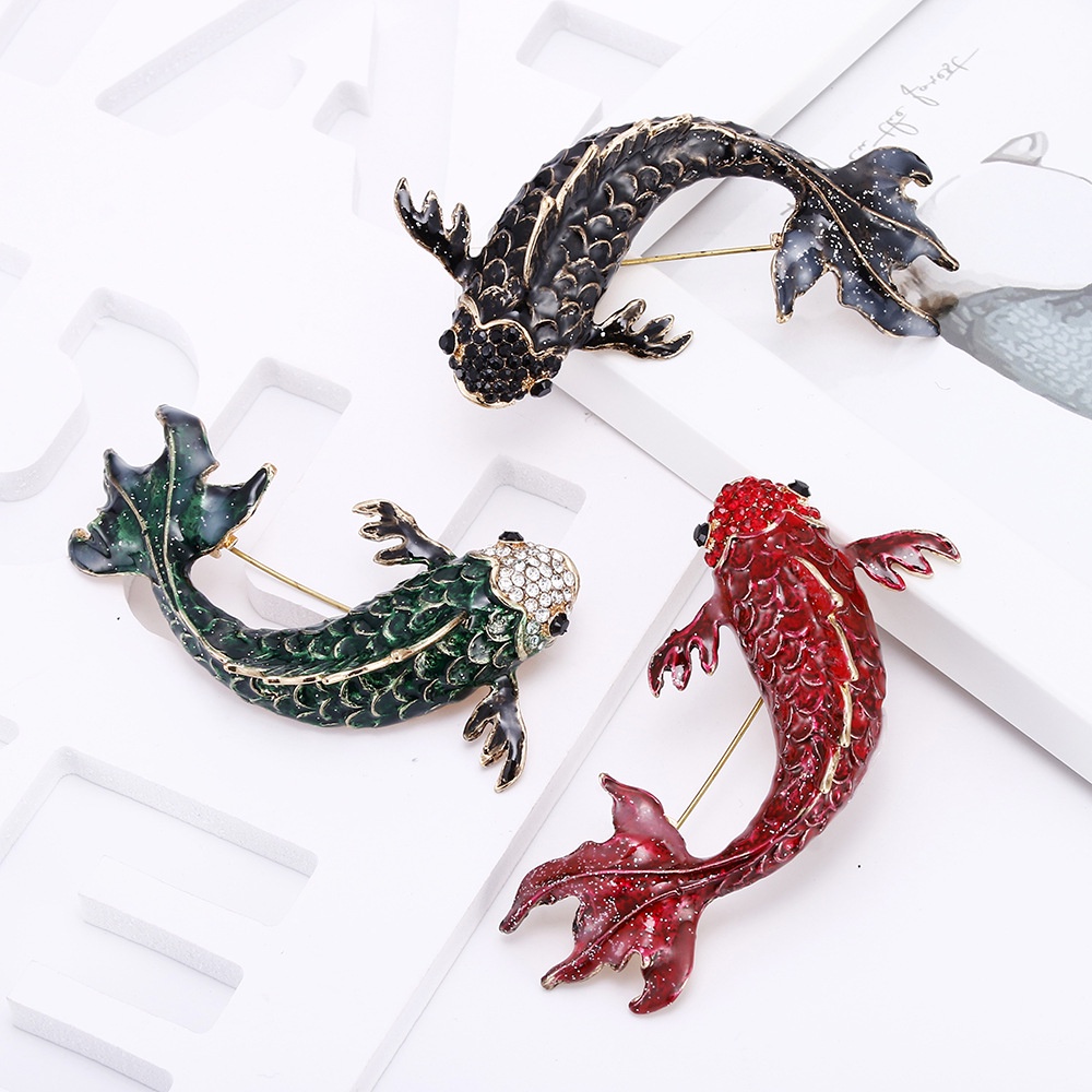 Hbid Bros Pin Enamel Desain Hewan Ikan Hias Kristal Untuk Aksesoris Kerah Pakaian Wanita / Pesta / Hadiah