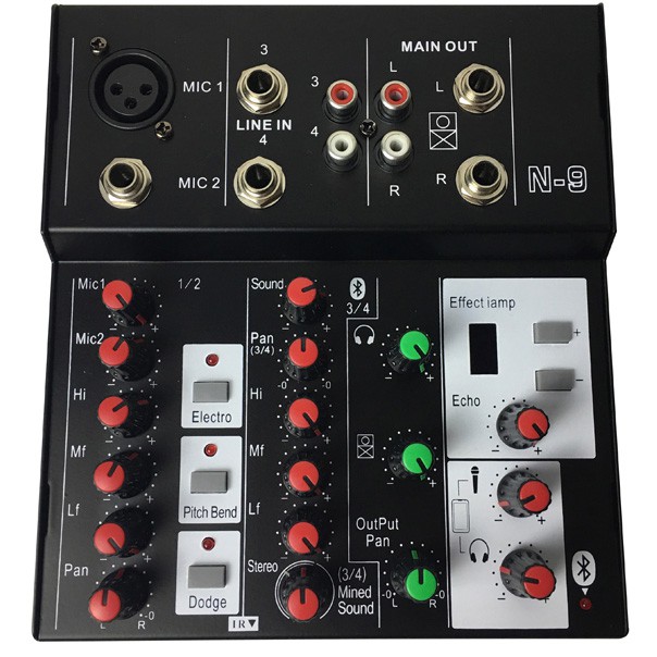 Ammoon Console Karaoke Mixer 2 Channel Input Mic + Bluetooth