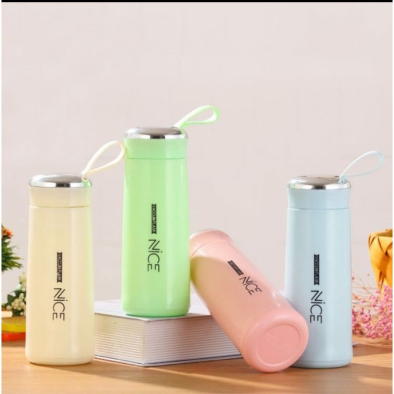 Promo Botol Nice POLOS 400 ml, botol infuser, botol kaca lapis plastik murah