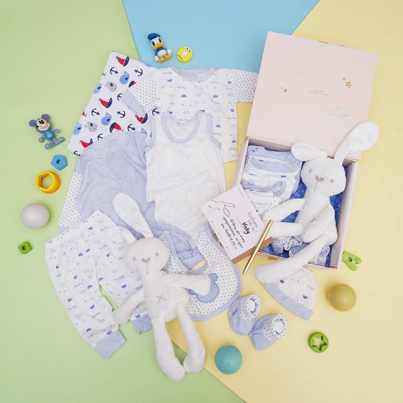 BARU! LIO024 Boys 12 in 1 Hello Baby Hampers Gift - Newborn Bundle Gift Set