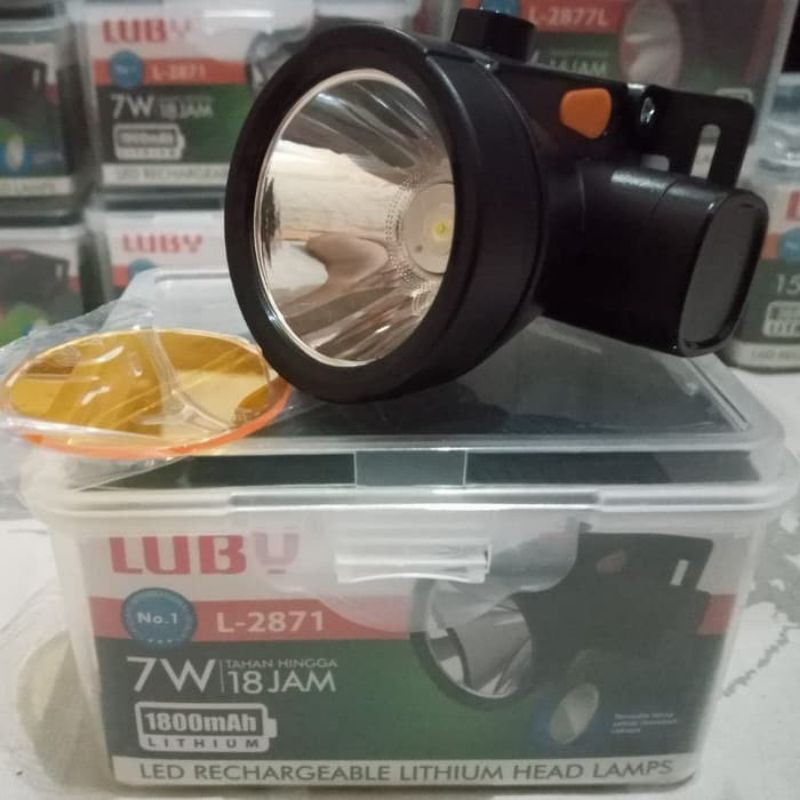 Headlamp Luby LED L2871 senter kepala 7 watt cas ulang